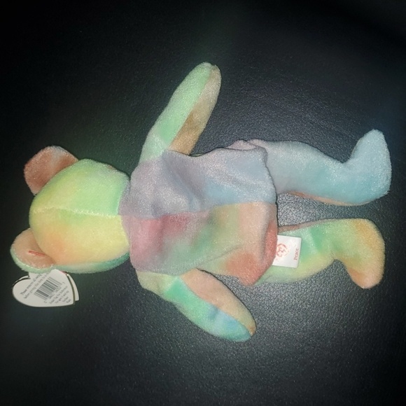 Ty PEACE Teddy Bear Rainbow Colored Red Orange Green Yellow Stuffed Animal Bear - Picture 2 of 8